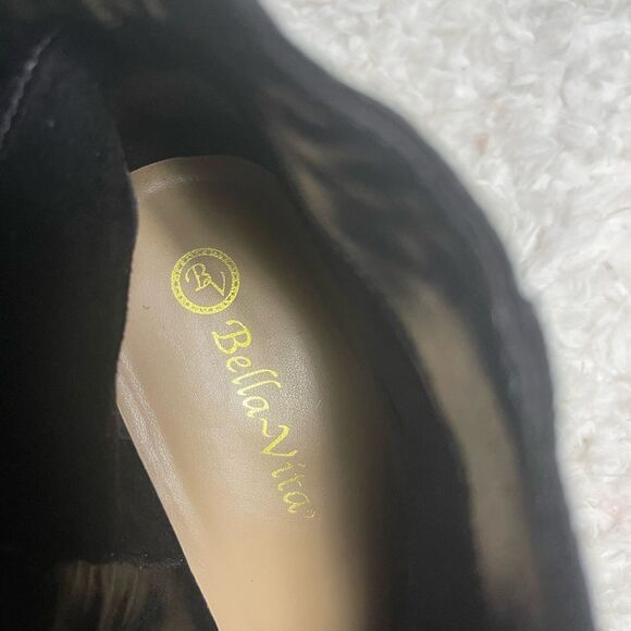 Bella Vita Fabric Black Suede Ankle Booties with Chunky Heels Side Zipper SZ12M - Picture 8 of 12